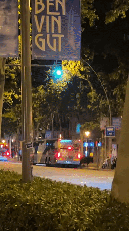 Nighttime street cleaning operations captured in Barcelona