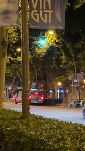 Nighttime street cleaning operations captured in Barcelona