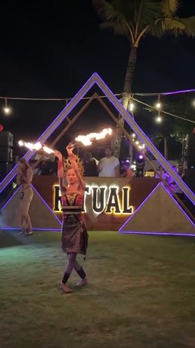 Traditional Balinese fire dance performance in Kuta