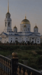 Sunset evening along Kokshetau's waterfront and landmarks