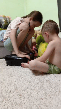 Children play at home in tiger costume, Garevaya Russia