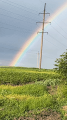 Rainbow over farmland near Kozova, Ukraine