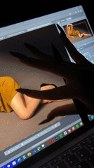 Photo editing session captured in Milan studio
