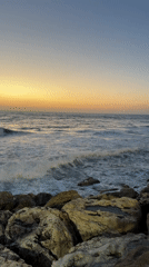 Sunset captured over Mediterranean from Tel Aviv rocky shore