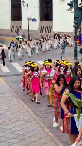 Traditional parade with colorful costumes fills Cuzco streets