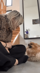 Woman Documents Morning Routine in Chambœuf Home with Pet