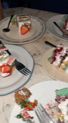 Live music and strawberry cake shared at Belgrade cafe