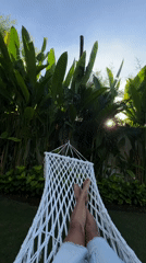 Morning relaxation in hammock captured in Kuta, Indonesia