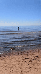 Beachgoers enjoy sunny morning at Komarovo, Russia coastline