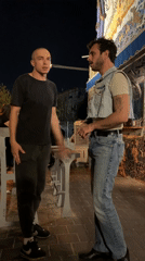 Evening social activity and street maintenance observed in Tel Aviv