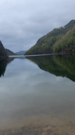 Peaceful lake scene documented in Bulgarian mountain region