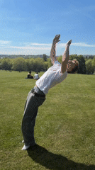 Young man lands successful backflip in London park