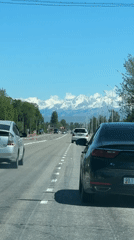 Highway traffic captured on video near Jany-Alysh, Kyrgyzstan