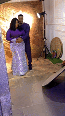 Couple's studio portrait session in Jos, Nigeria, all in purple