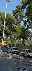 Morning traffic captured on video in sunny Barcelona