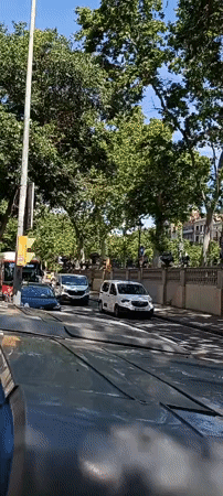 Morning traffic captured on video in sunny Barcelona
