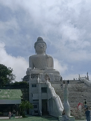 Hilltop Buddha, coastline, and city views on a tropical loop