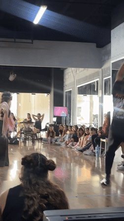 Dance rehearsal in progress at a Puebla studio