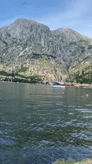 Coastal landscape with boats documented in Škaljari, Montenegro