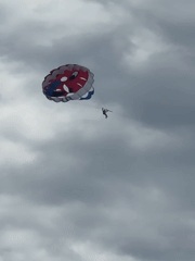 Parasailing activity draws crowds to Budva coast during sunny afternoon