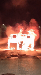 Dumpster fire extinguished by firefighters in Dénia, Spain