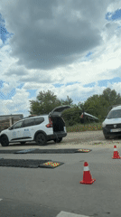Safety inspectors examine gas tanker truck in Bulgaria