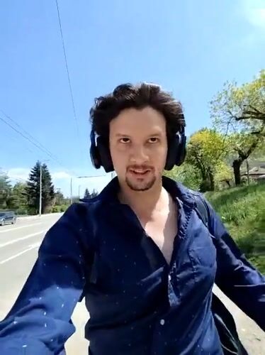 Man with camera spotted walking in Vratsa, Bulgaria