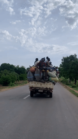 Loaded pickup truck carries passengers, cargo in Akwanga