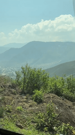 Valley town view captured from vehicle in Acultzingo, Mexico