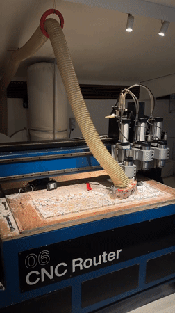CNC router cuts composite material in North Kuta workshop