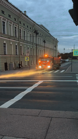 Saint Petersburg streets and riverfront at twilight