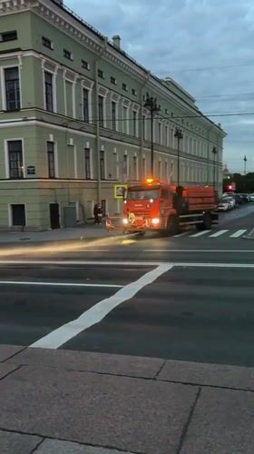 Saint Petersburg streets and riverfront at twilight