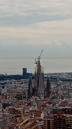 Dawn time-lapse captures Sagrada Familia construction progress in Barcelona