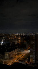 Nighttime cityscape captured from high vantage point in Sofia