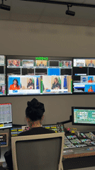 TV operator works control room console in Busmantsi