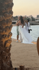 Sunset beach evening in Hurghada with music and flowing dresses