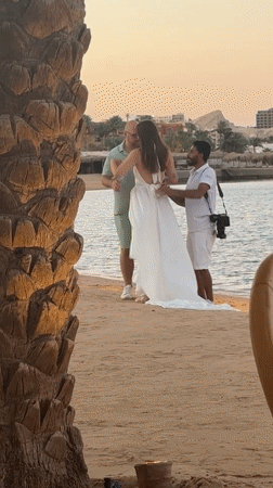 Sunset beach evening in Hurghada with music and flowing dresses