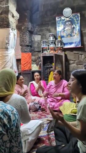 Bhajan kirtan session at a Mandi temple, Himachal Pradesh
