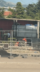 Outdoor stage construction underway in Bar, Montenegro