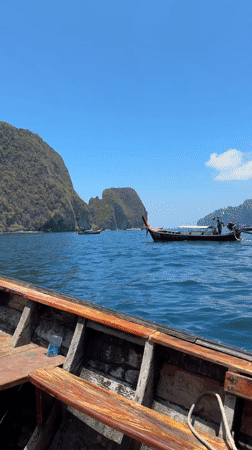 Decorated longtail boat ride filmed in Ao Nang, Thailand