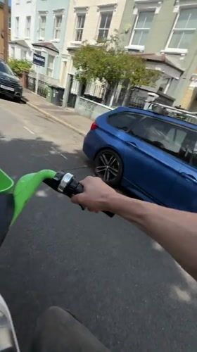 Electric scooter ride and mirror selfie on a London morning