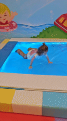 Child plays at indoor playground in Moscow