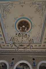 Ornate ceiling and chandelier documented in Rostov-on-Don building