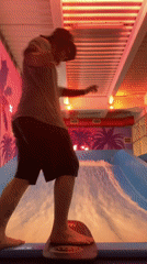 Surfing an indoor wave machine in Khabarovsk