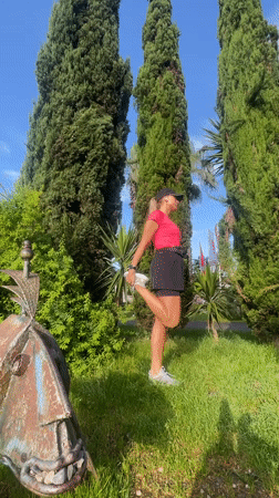 Woman exercises, then travels by car in early morning Sochi