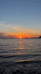 Sunset captured over ocean waters near Buljarica, Montenegro