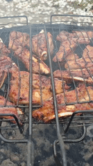 Ribs grilled over charcoal in Hrodna, Belarus