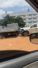 Two trucks collide in Abuja dirt lot