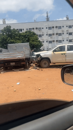 Two trucks collide in Abuja dirt lot
