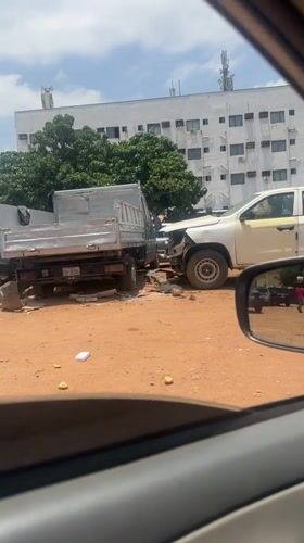 Two trucks collide in Abuja dirt lot